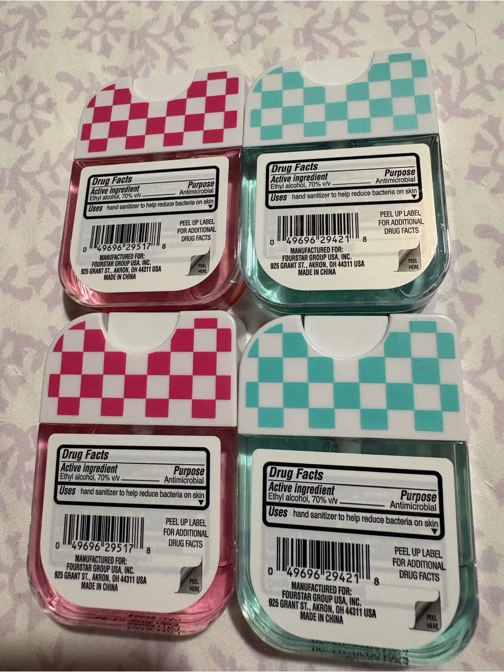 Moisturizing Hand Sanitizer - Pink & Teal - 4-Pack